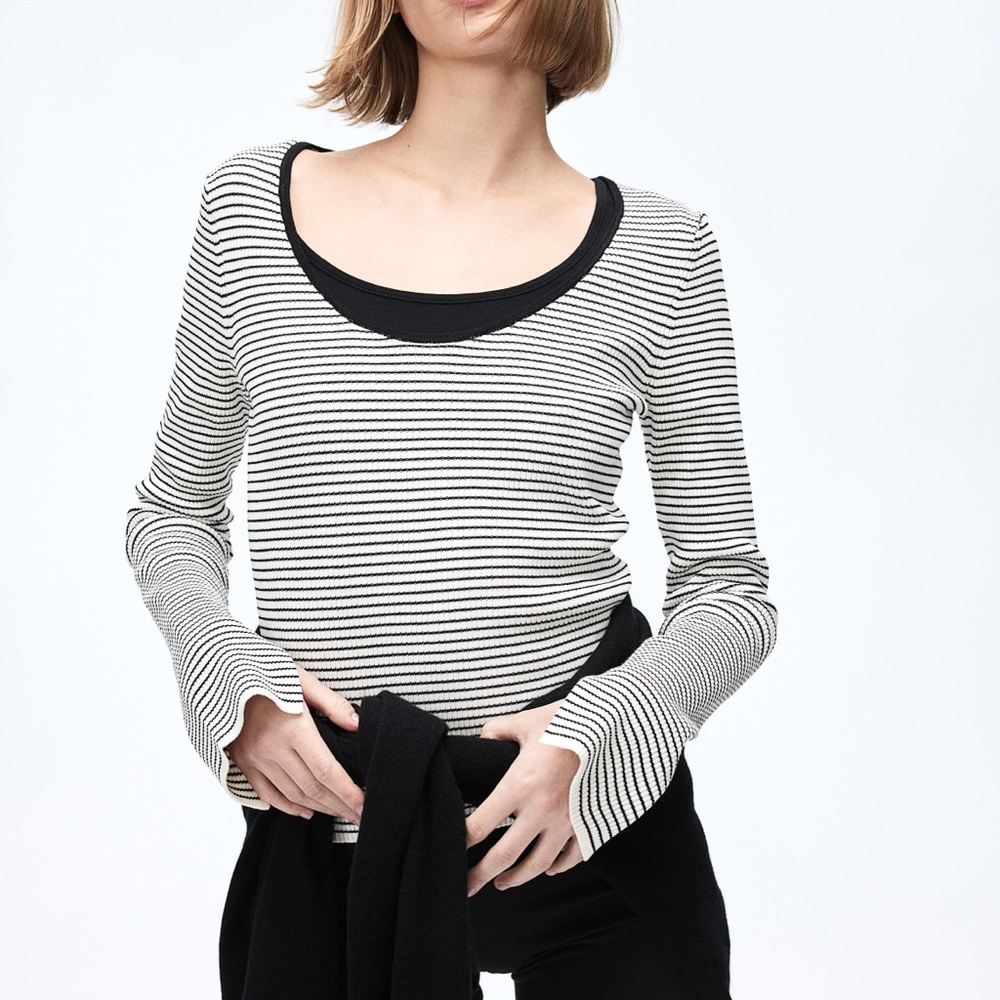 H&M Black and White Striped Blouse